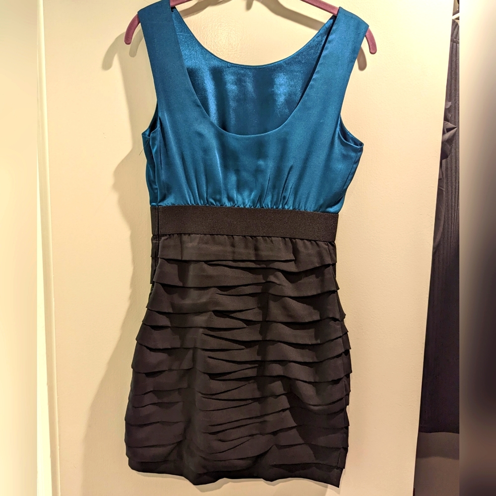 Sexy two-toned teal and black bodycon Express dress - size 4